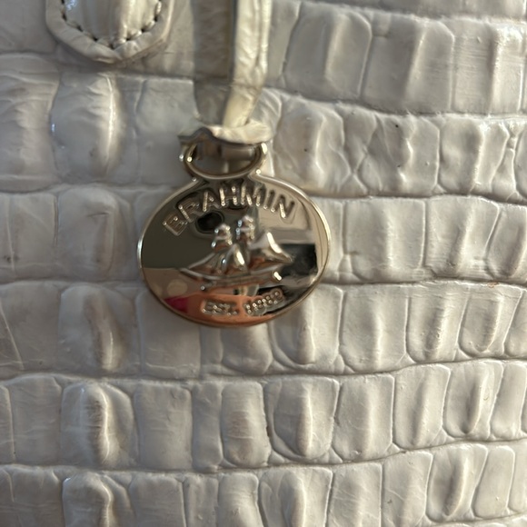 BRAHMIN white ivory handbag, with long strap included. 9x14, lightly used - Picture 2 of 11